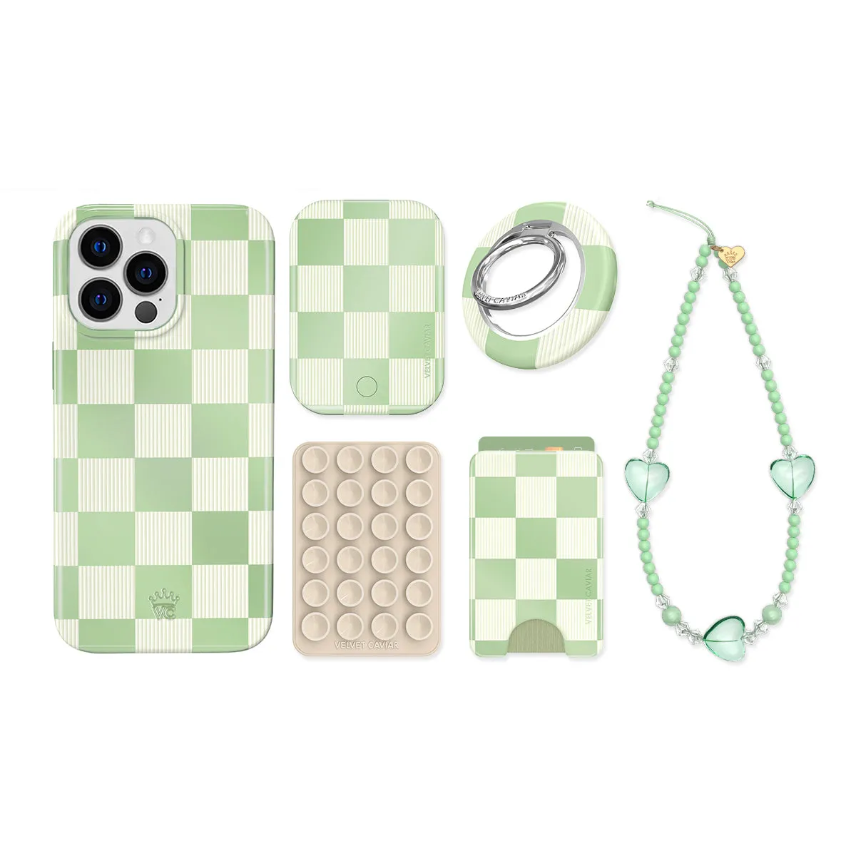 Pistachio Vibe Checkered iPhone Bundle Set sold by Velvet Caviar product image thumbnail 2
