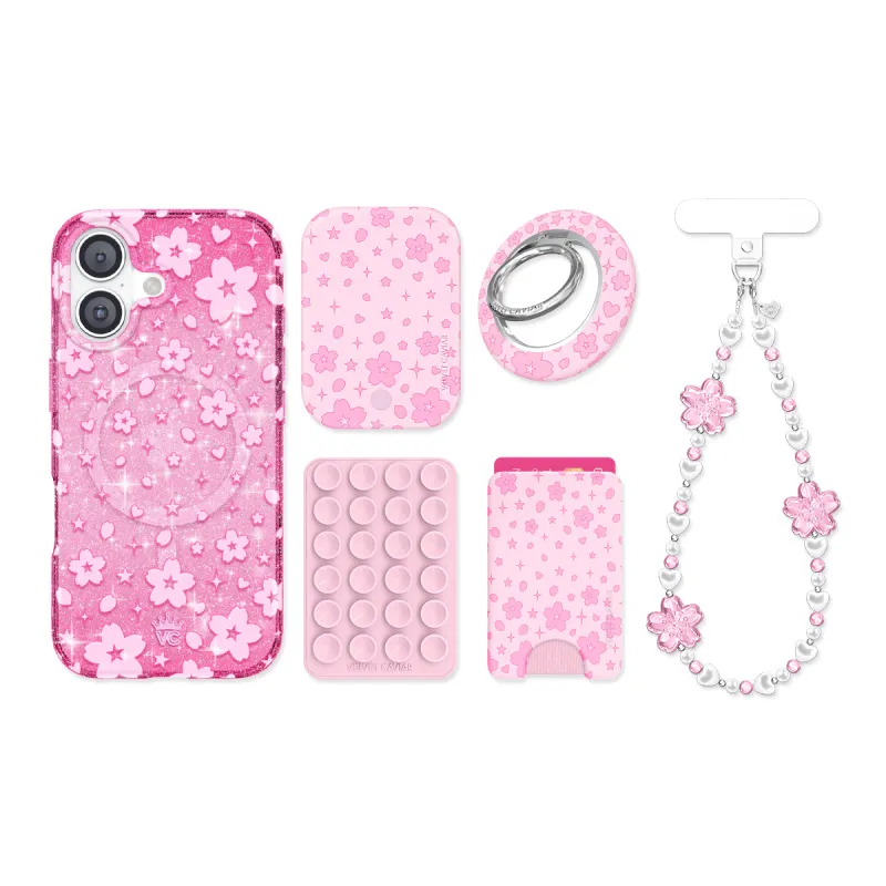 Cherry Blossom Glitter iPhone Bundle Set made by Velvet Caviar
