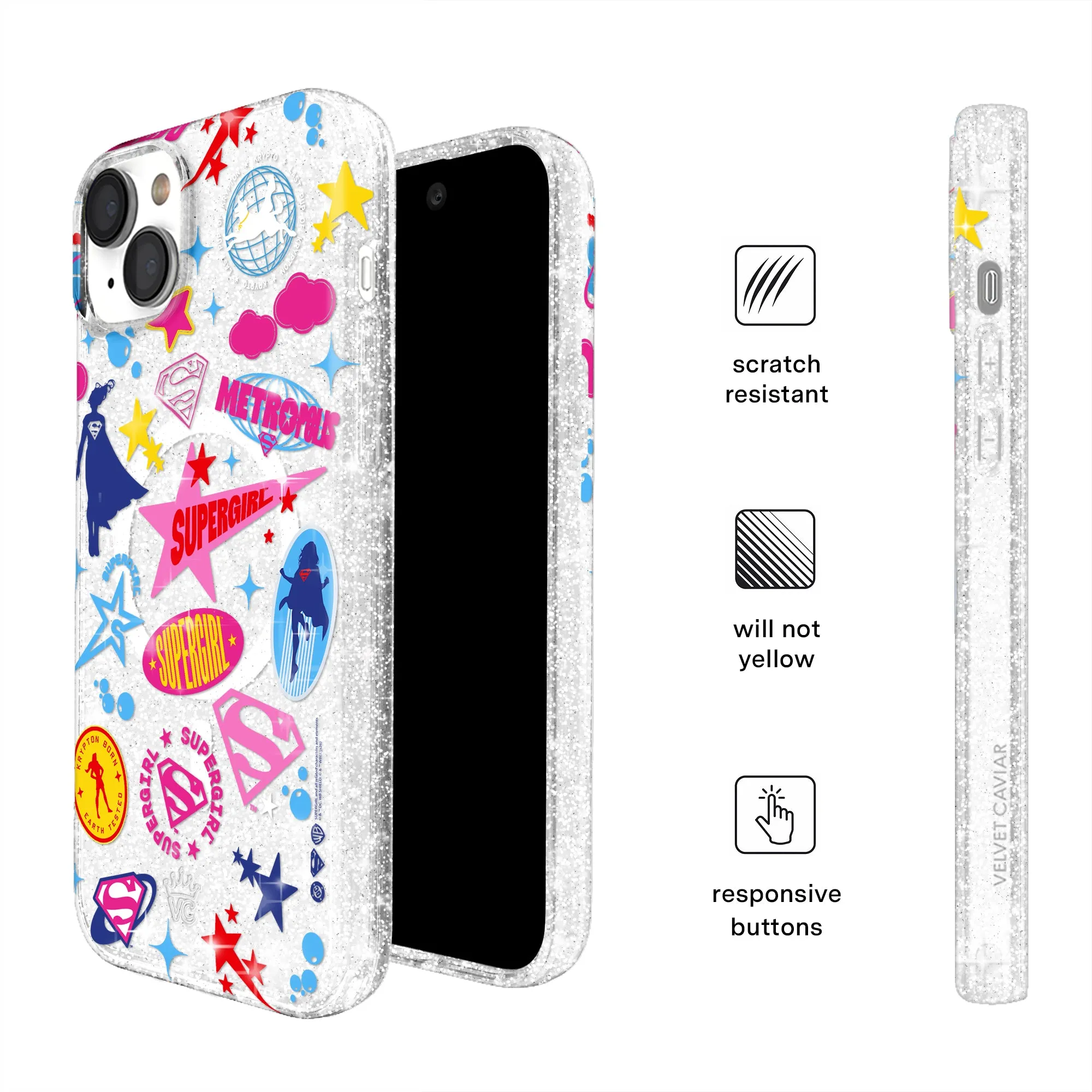 Supergirl Krypto Glitter iPhone Case sold by Velvet Caviar product image thumbnail 5