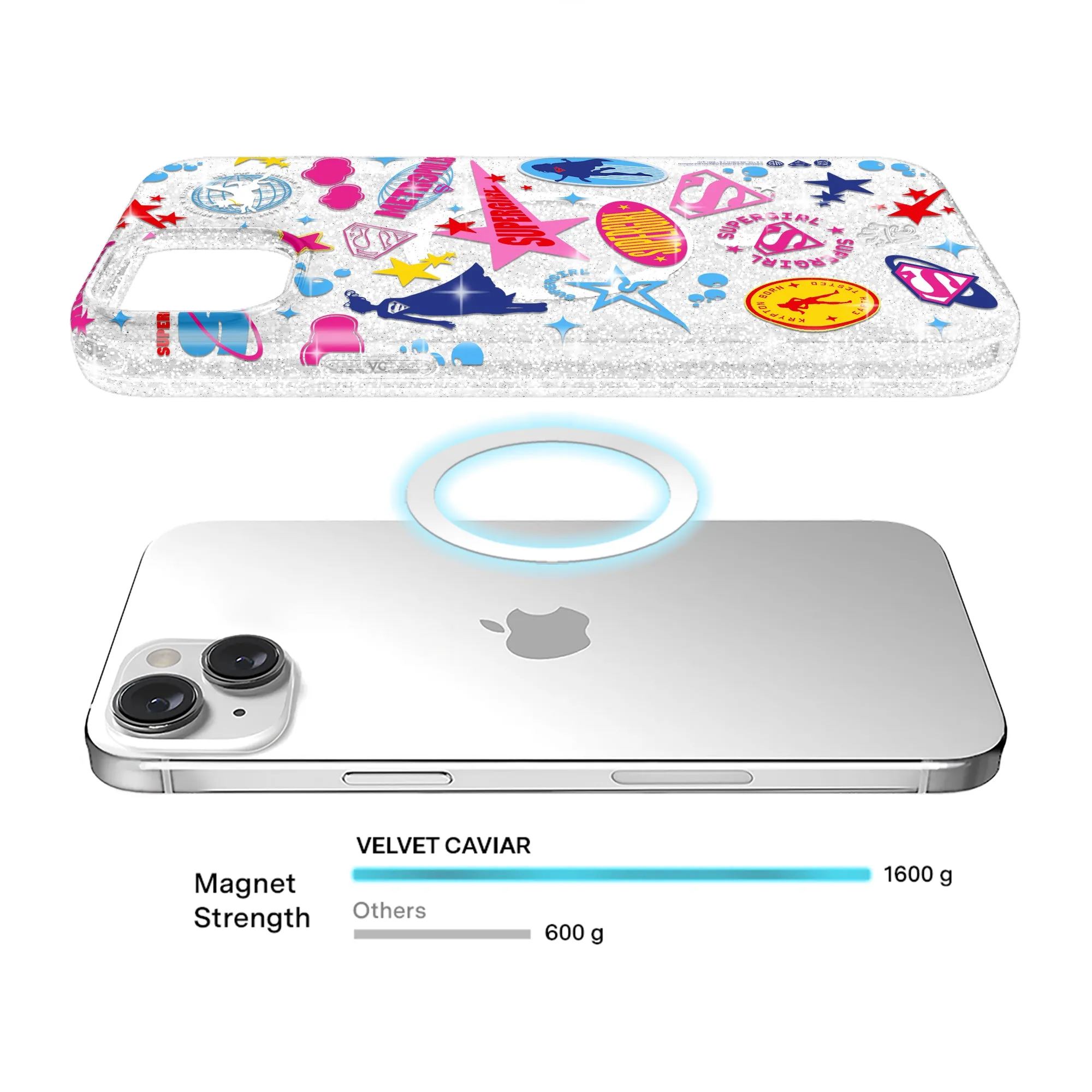 Supergirl Krypto Glitter iPhone Case sold by Velvet Caviar product image thumbnail 4