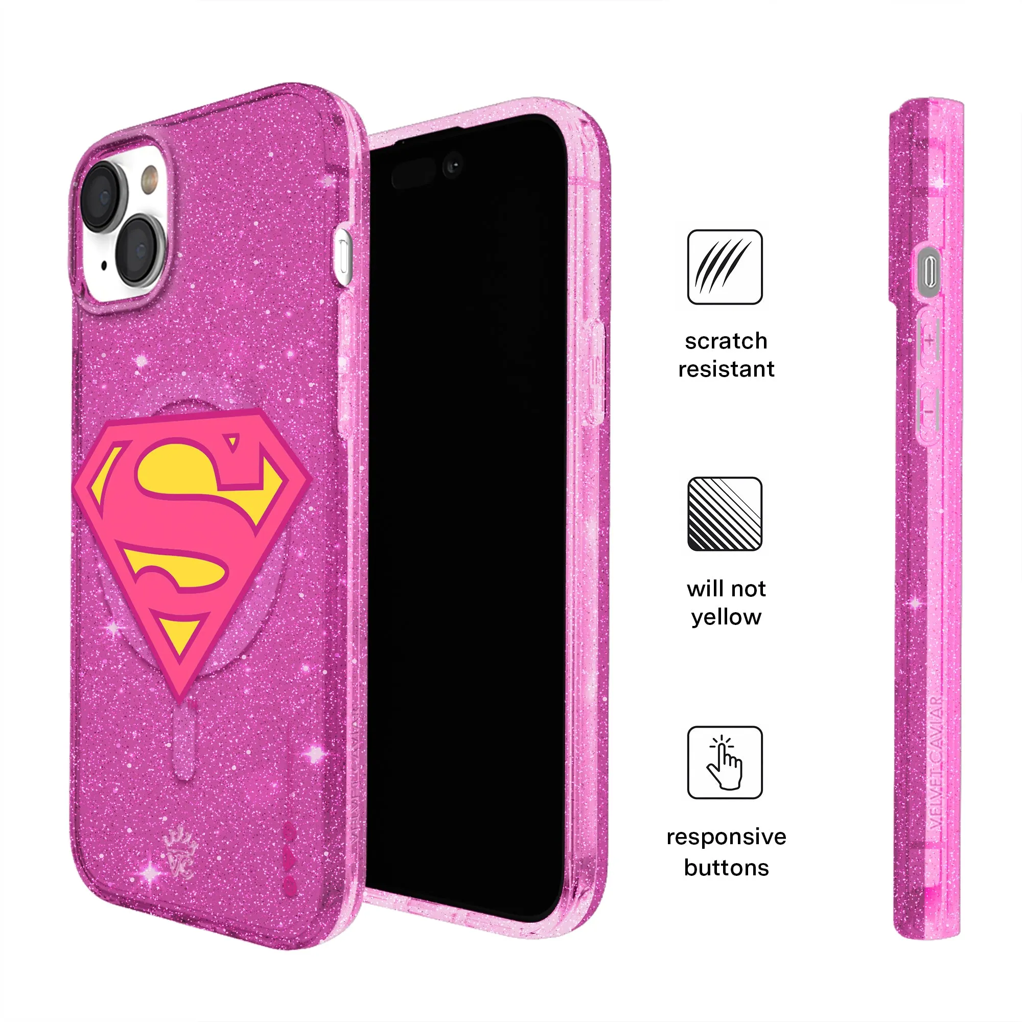 Supergirl Stardust Glitter iPhone Case sold by Velvet Caviar product image thumbnail 5