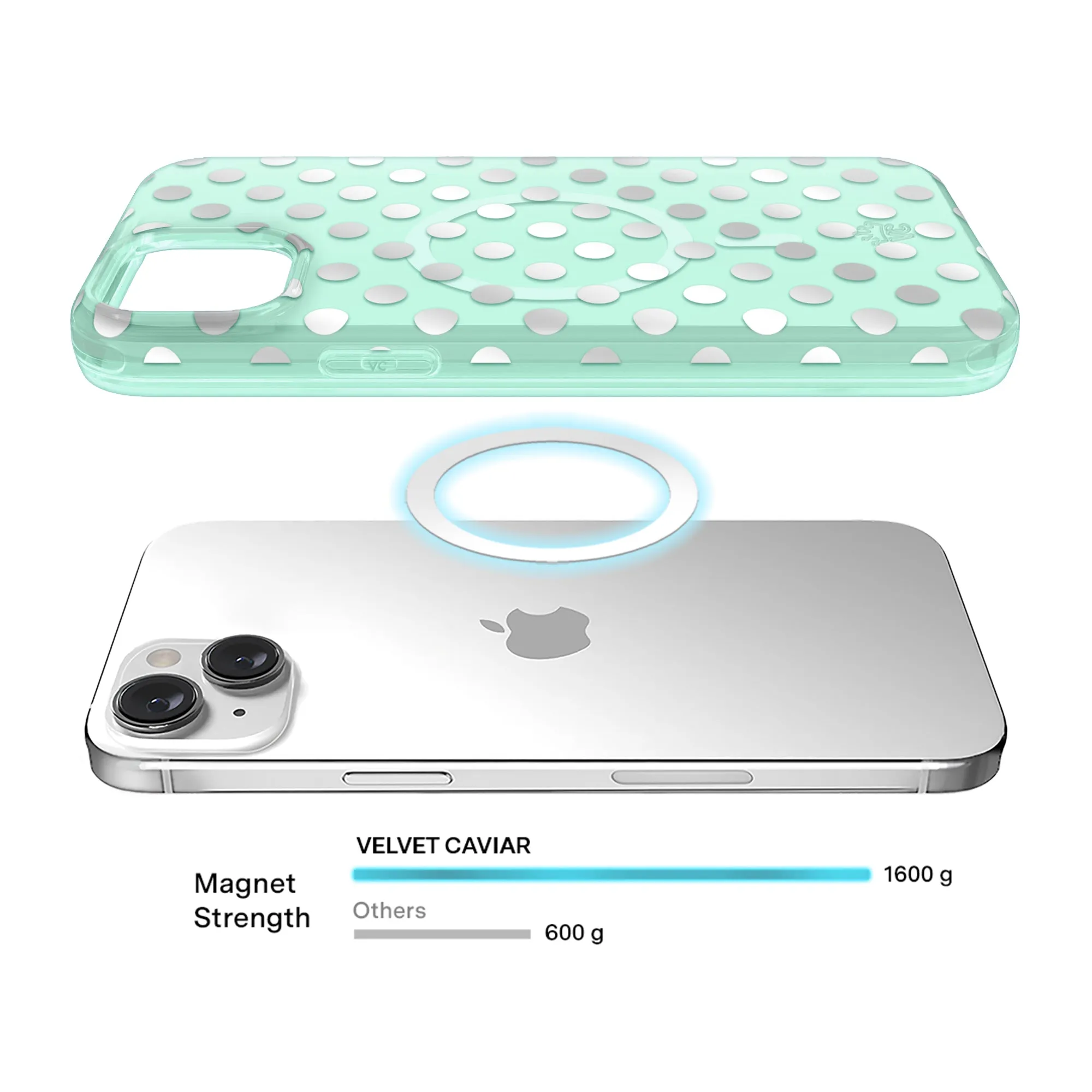 Mint Chrome Polka Dot iPhone Case sold by Velvet Caviar product image thumbnail 4