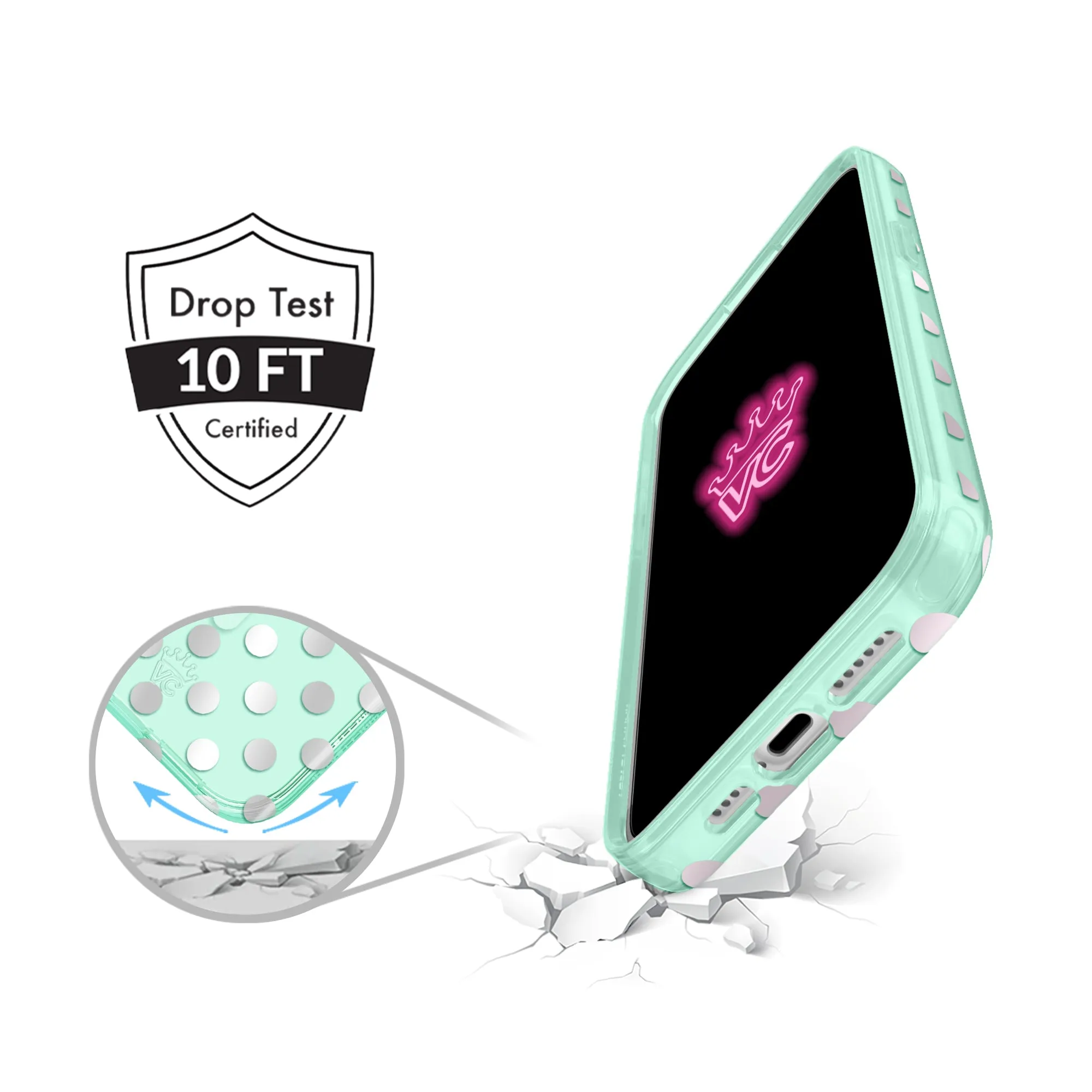 Mint Chrome Polka Dot iPhone Case sold by Velvet Caviar product image thumbnail 2