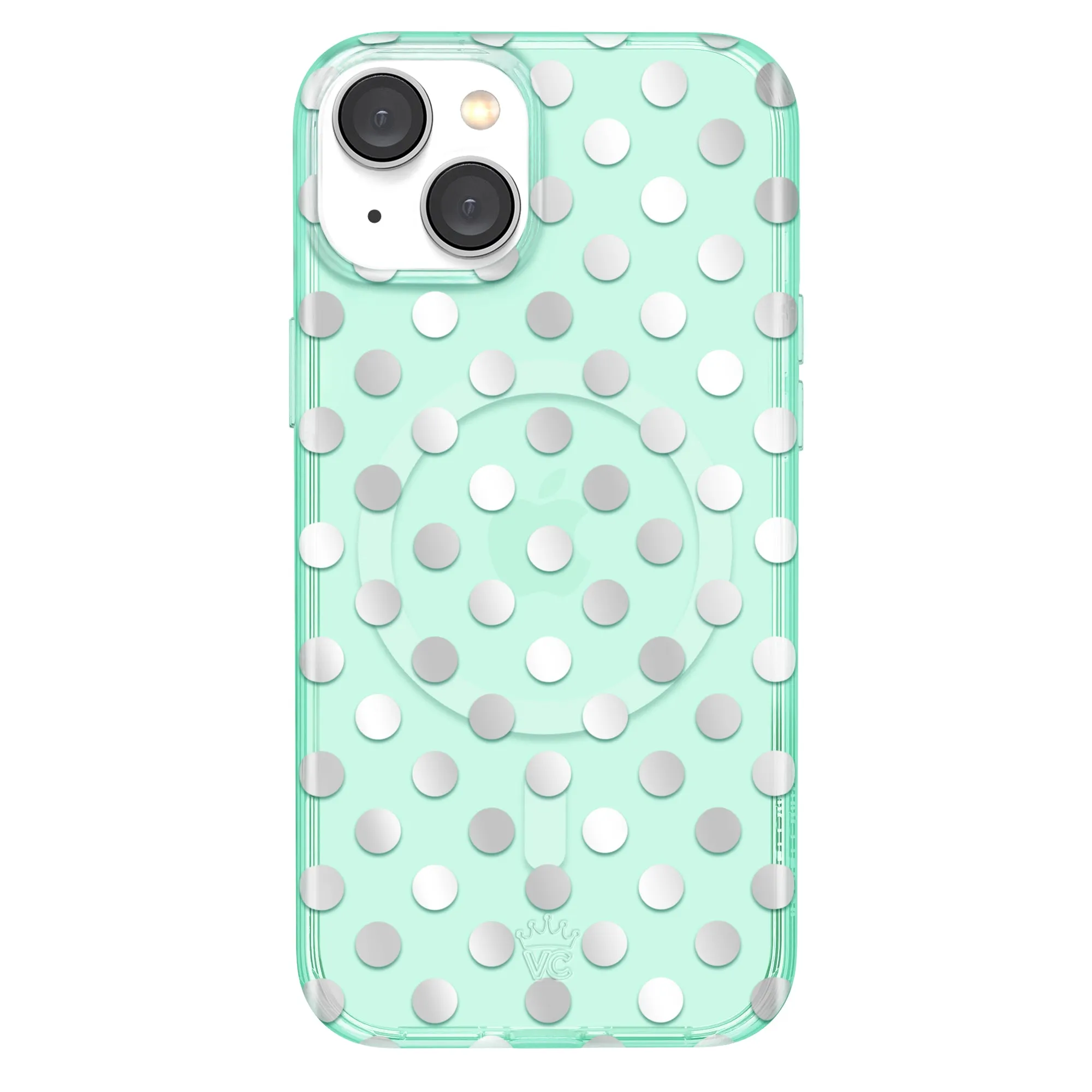 Mint Chrome Polka Dot iPhone Case sold by Velvet Caviar