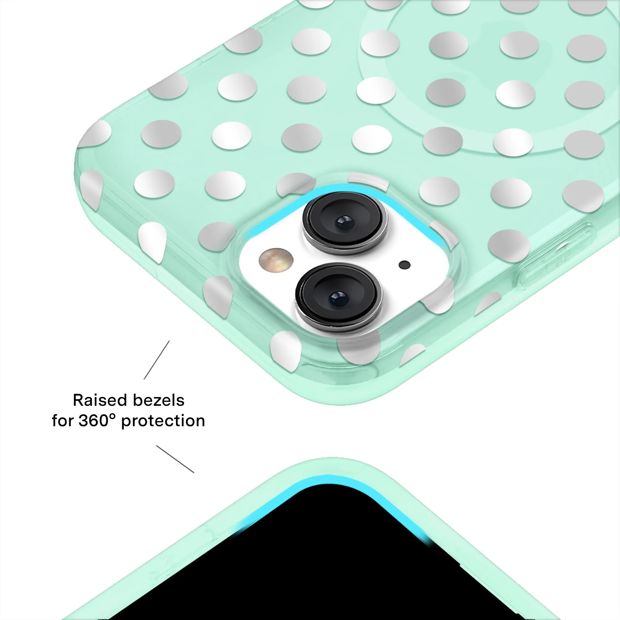Mint Chrome Polka Dot iPhone Case sold by Velvet Caviar product image thumbnail 3