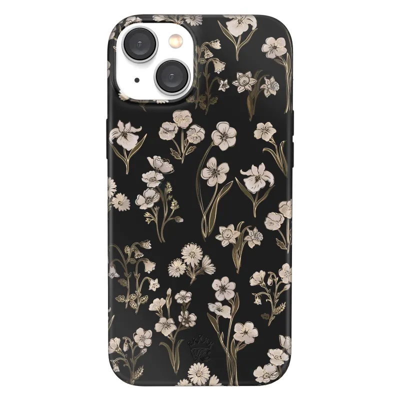 Nightbloom Gold Chrome Floral iPhone Case made by Velvet Caviar