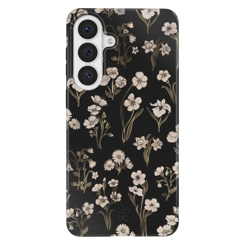 Nightbloom Gold Chrome Floral Samsung Case made by Velvet Caviar