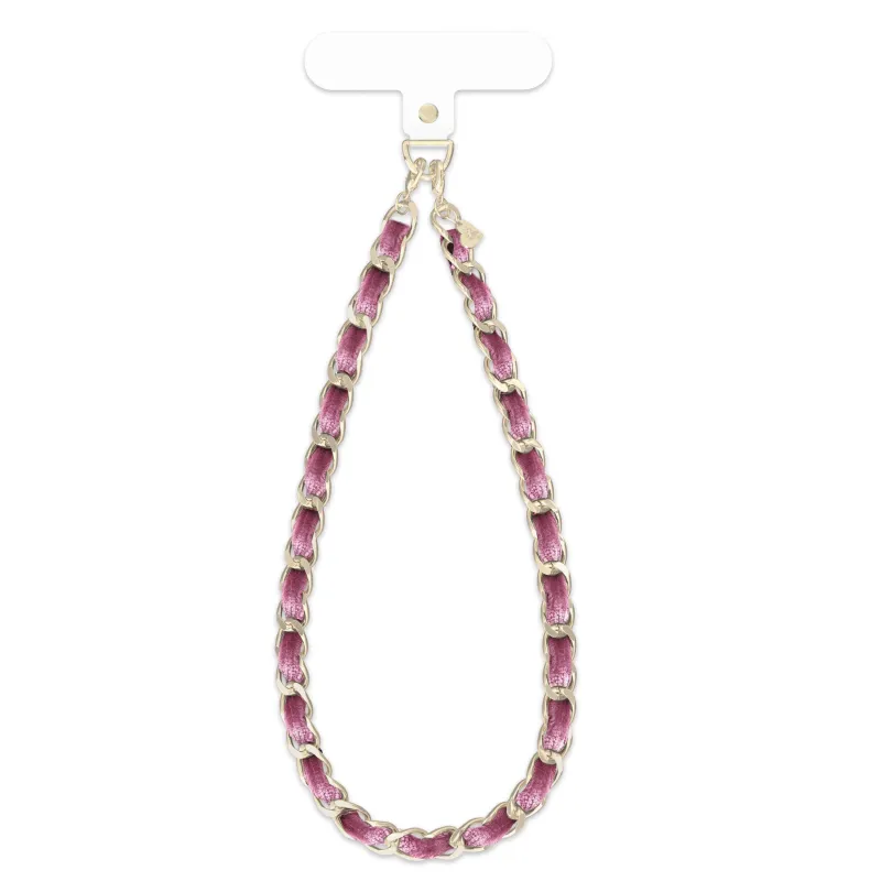 Mauve Pink Velvet Chain Phone Charm made by Velvet Caviar