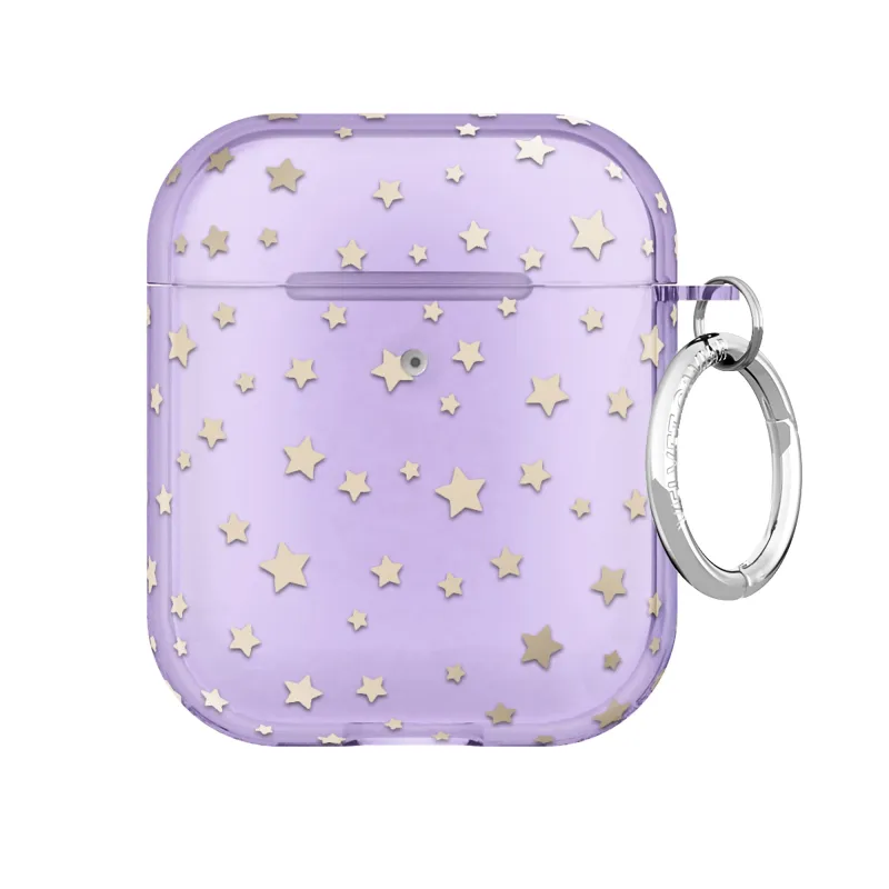 Lilac Celestial Stars AirPod Case made by Velvet Caviar