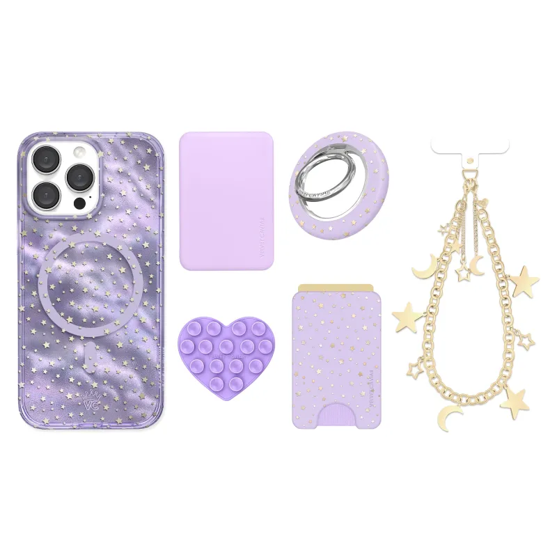Lilac Celestial Stars iPhone Bundle Set made by Velvet Caviar