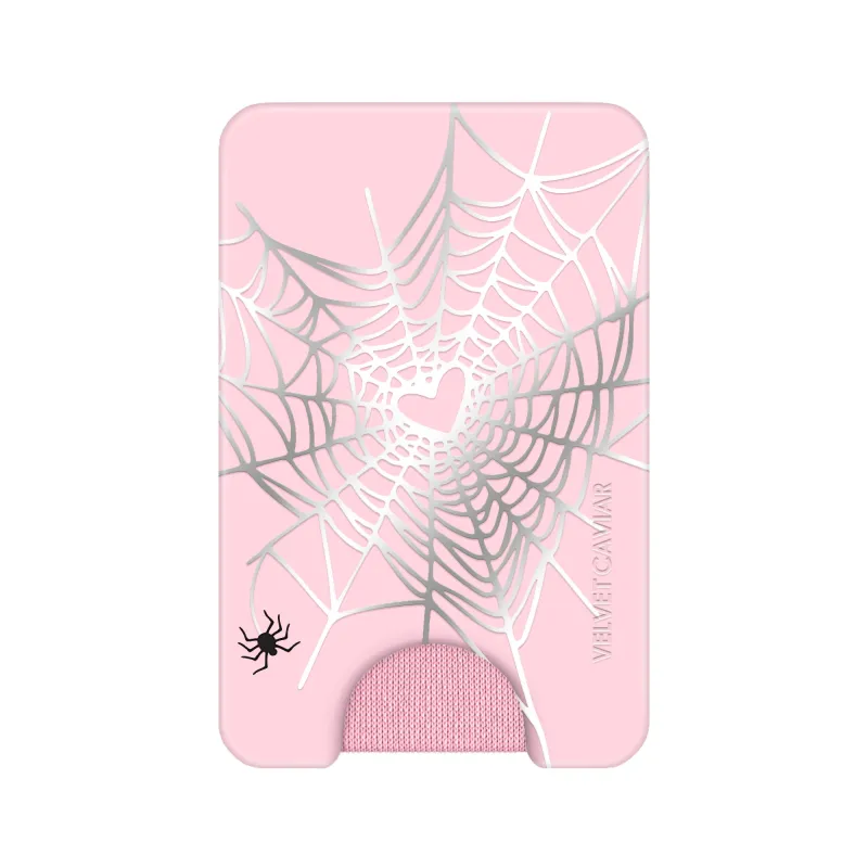 Widow’s Web Chrome MagSafe Wallet made by Velvet Caviar