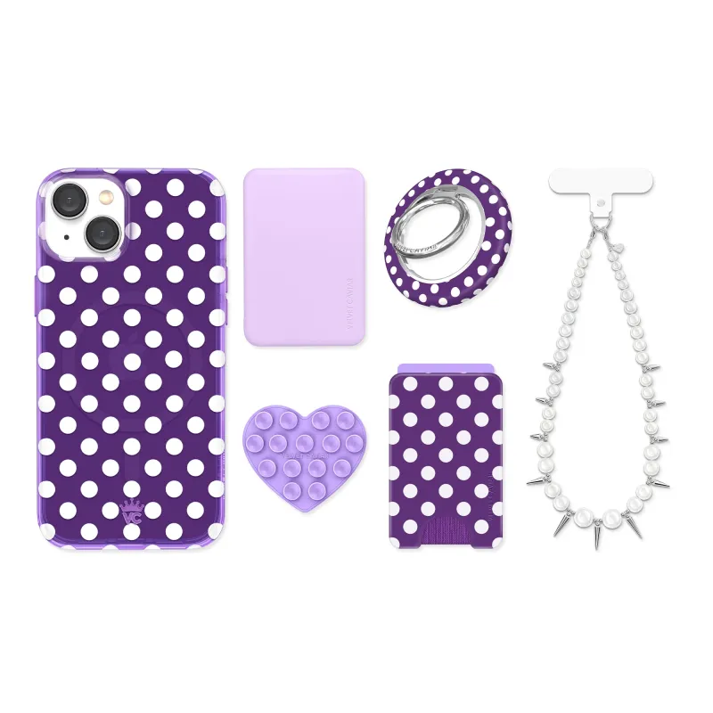 Violet Glow Polka Dot iPhone Bundle Set made by Velvet Caviar