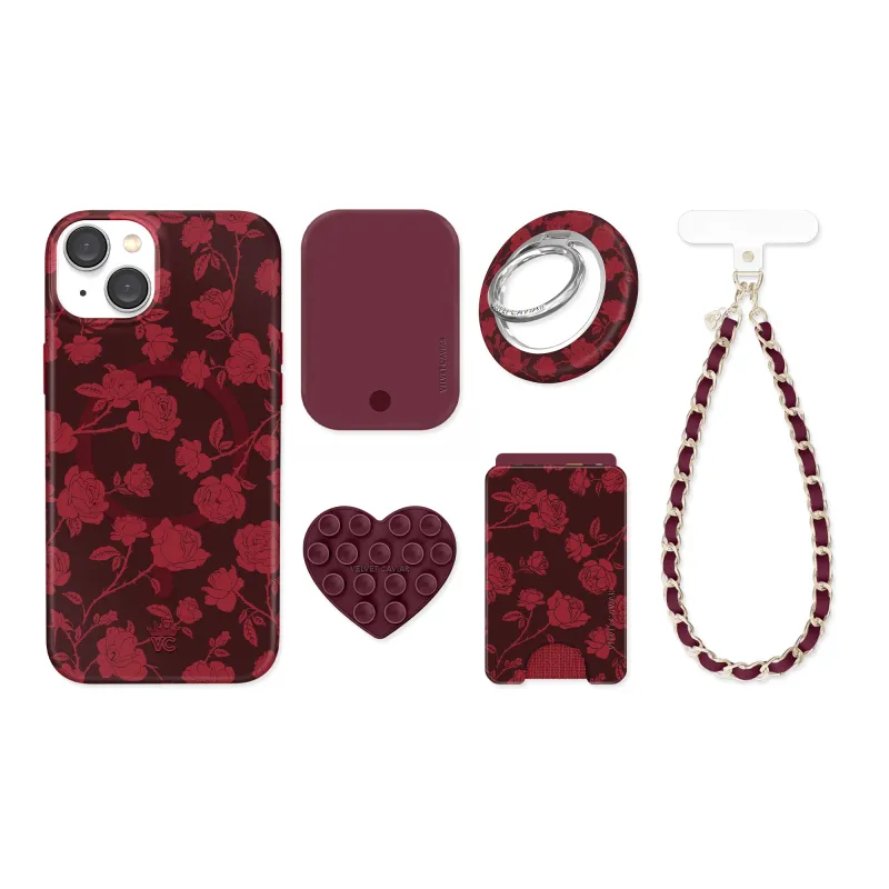 Dark Cherry Floral iPhone Bundle Set made by Velvet Caviar
