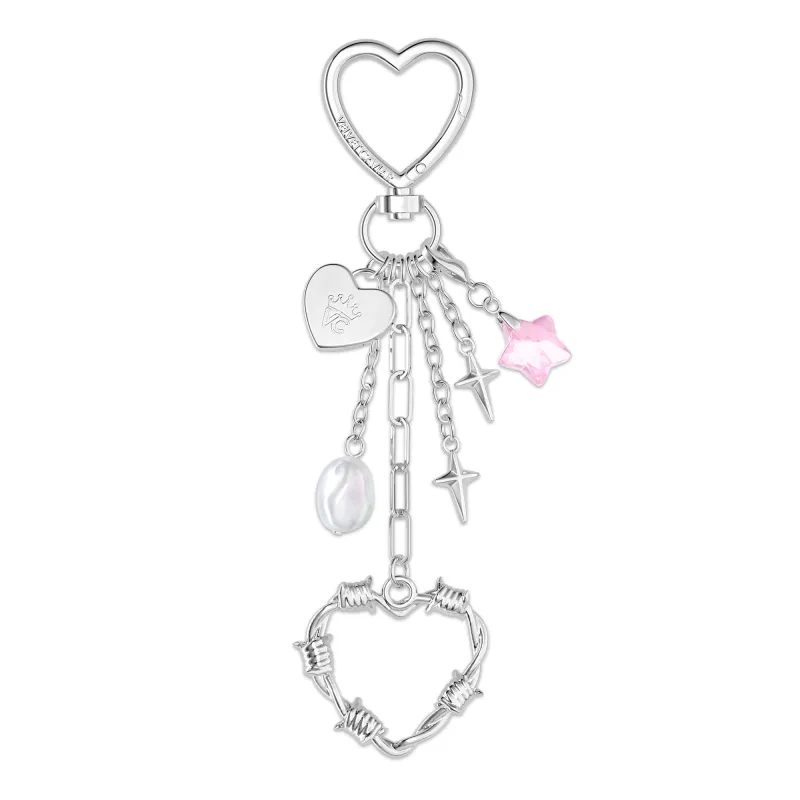 Barbed Wire Heart Bag Charm made by Velvet Caviar