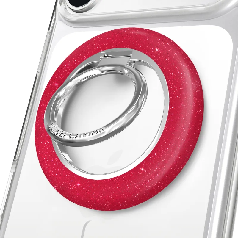 Ruby Red Glitter Jelly MagSafe Grip Ring made by Velvet Caviar