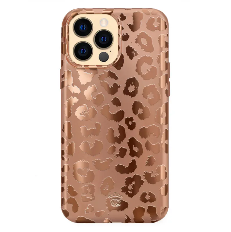 Bronze Chrome Leopard iPhone Case sold by Velvet Caviar