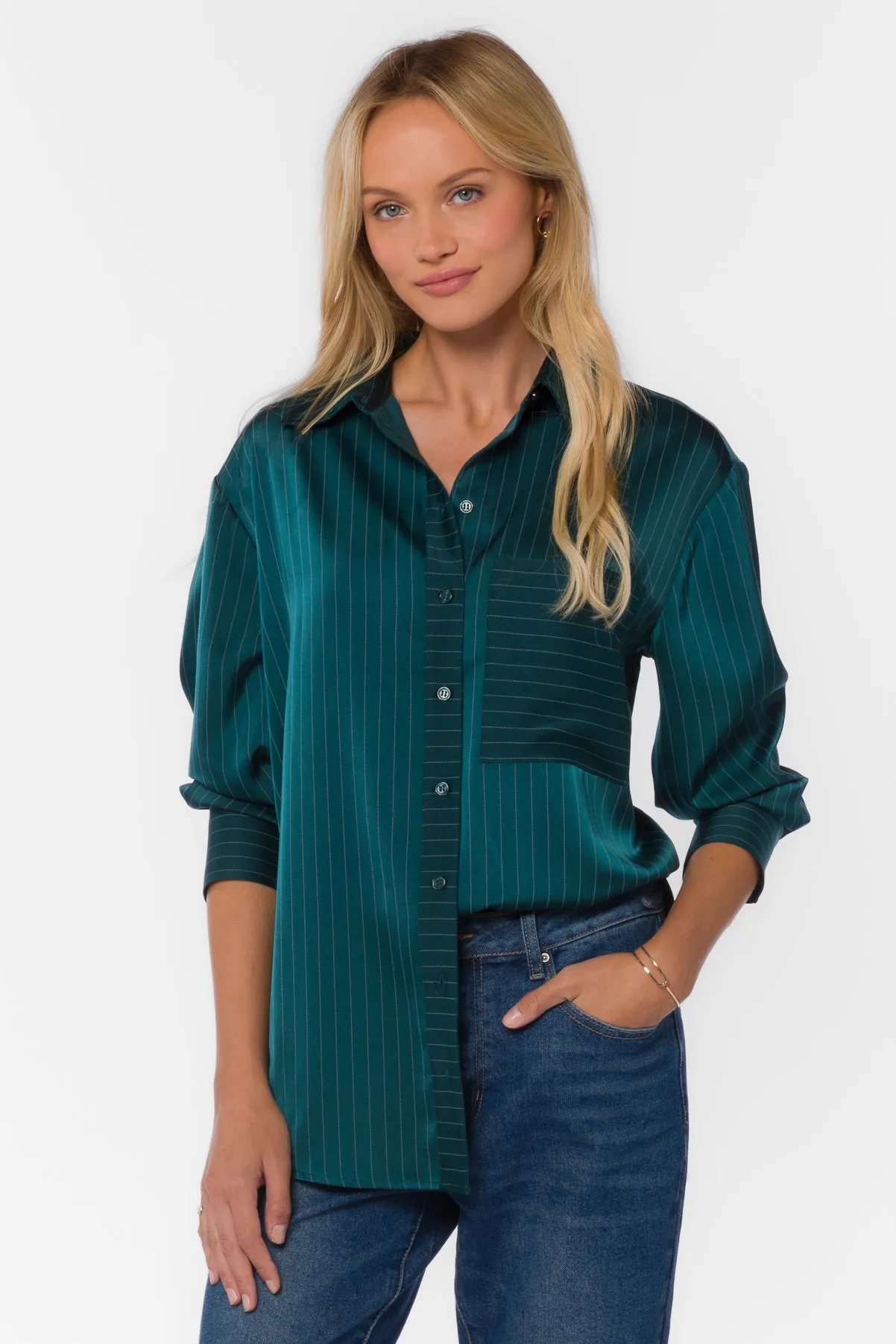 Sutton Green Stripe Shirt sold by Velvet Heart