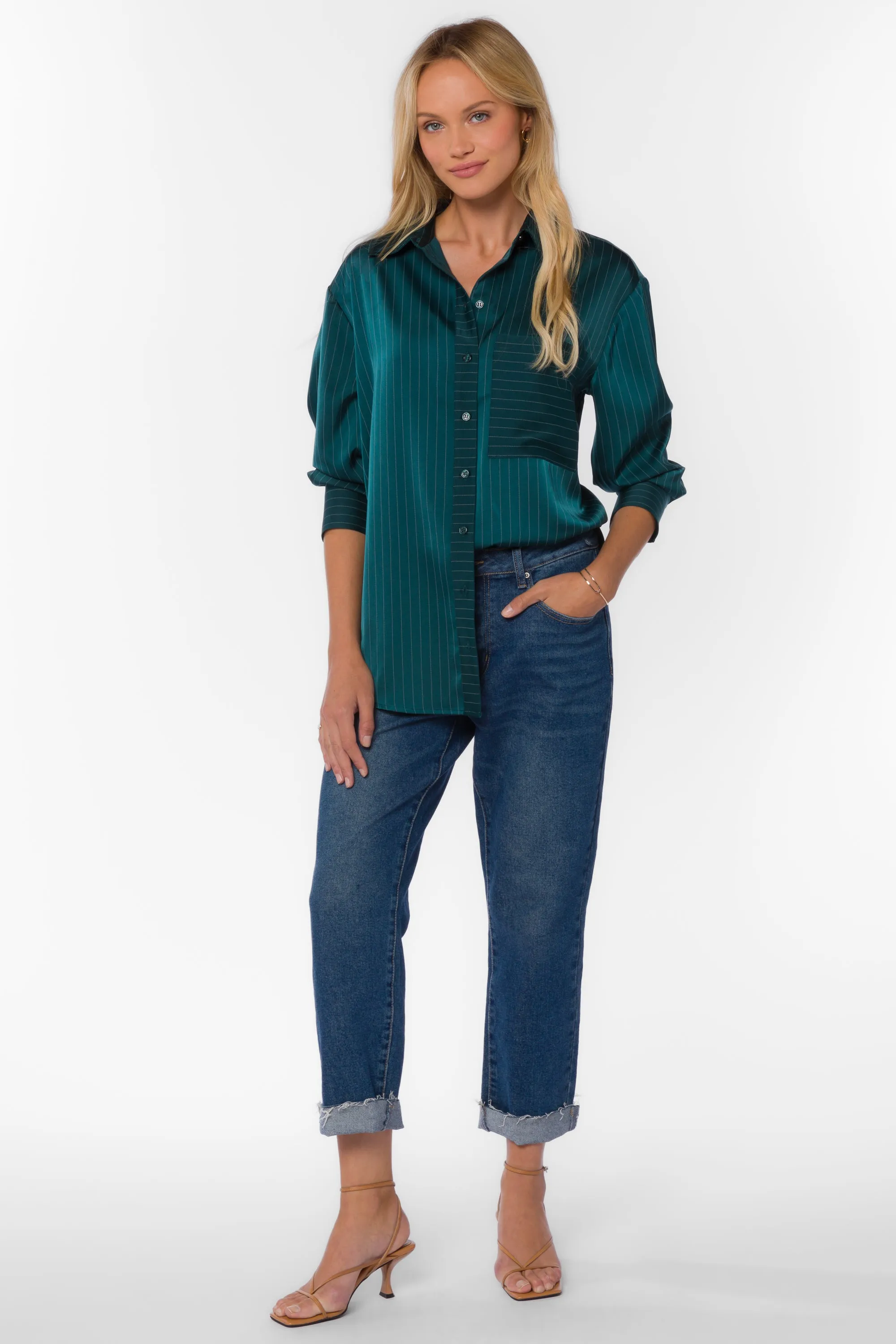 Sutton Green Stripe Shirt sold by Velvet Heart product image thumbnail 4