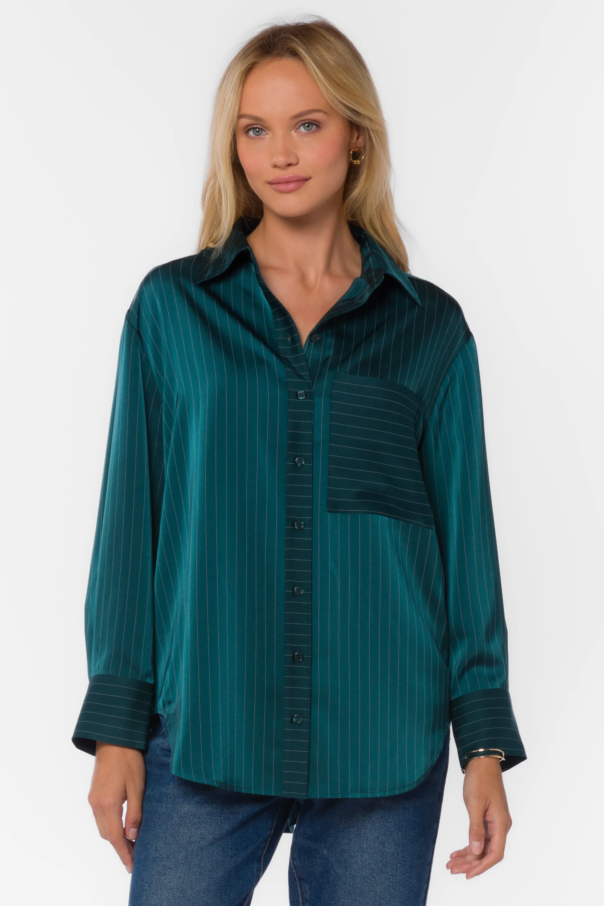 Sutton Green Stripe Shirt sold by Velvet Heart product image thumbnail 2