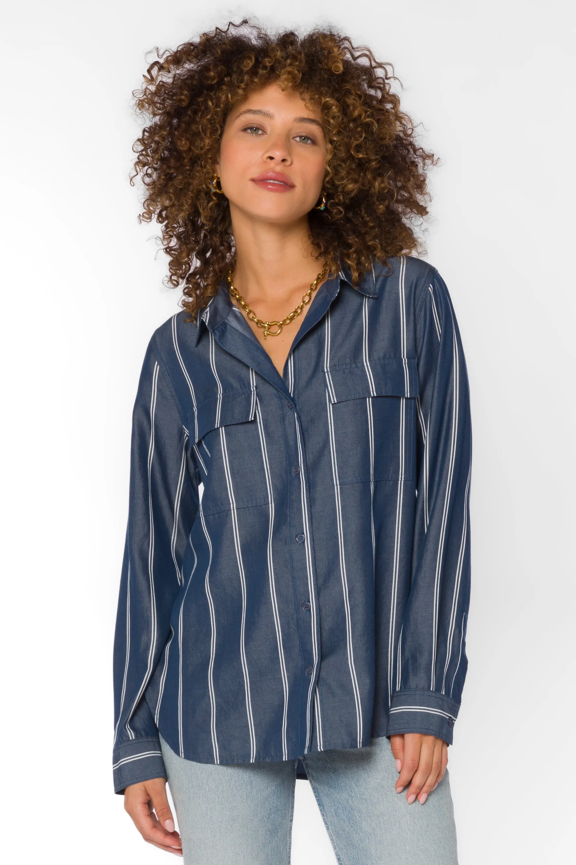 Talma Navy Stripe Shirt sold by Velvet Heart product image thumbnail 4