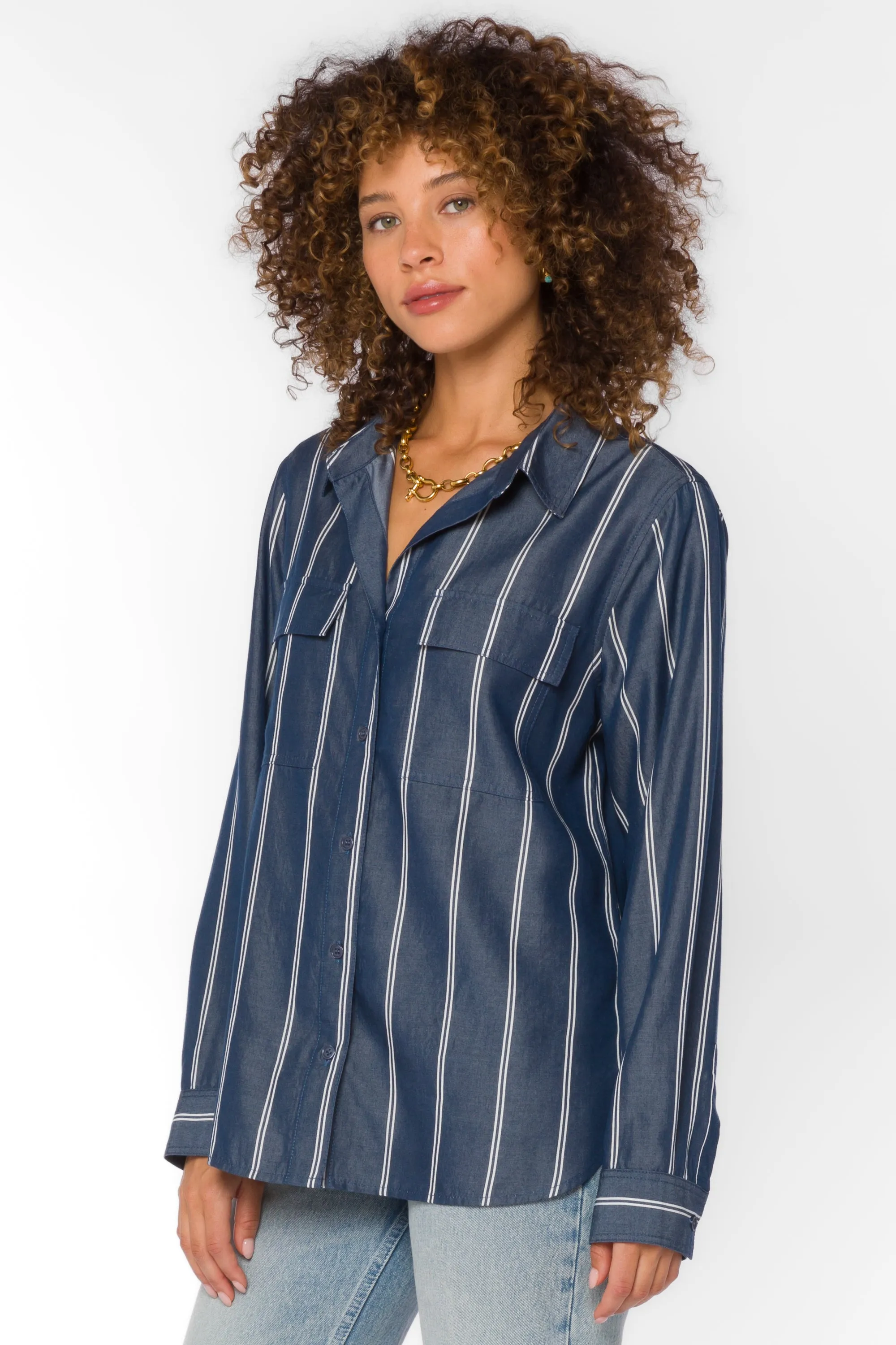 Talma Navy Stripe Shirt sold by Velvet Heart product image thumbnail 3