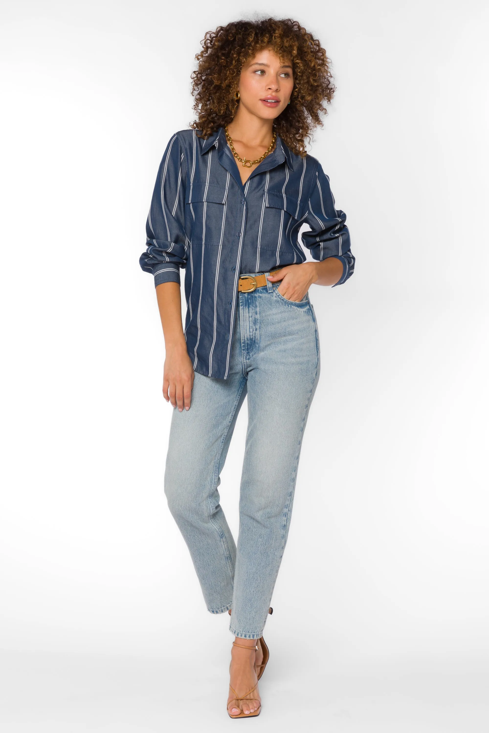 Talma Navy Stripe Shirt sold by Velvet Heart product image thumbnail 2