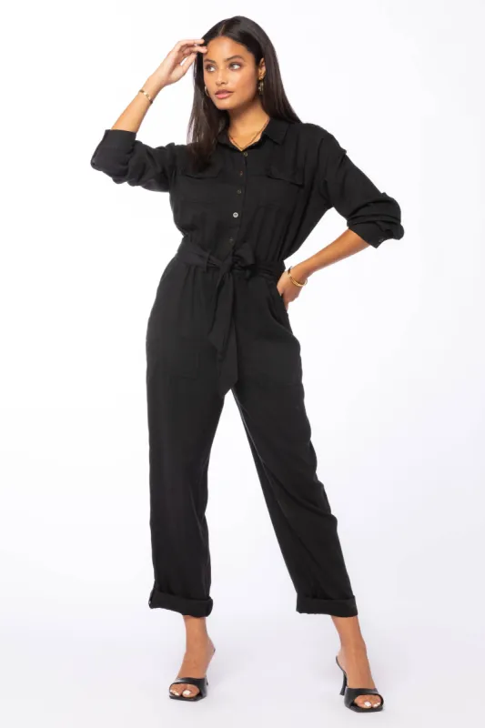 Frenzia Black Jumpsuit sold by Velvet Heart
