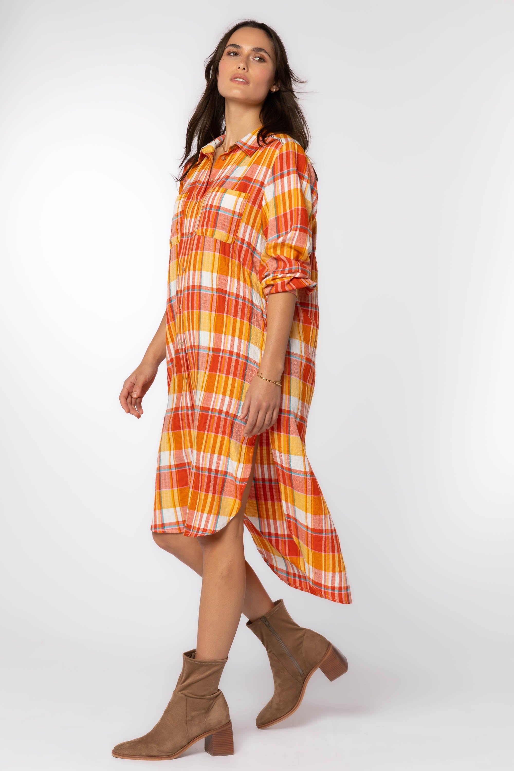 Emerson Orange Plaid Duster sold by Velvet Heart product image thumbnail 4