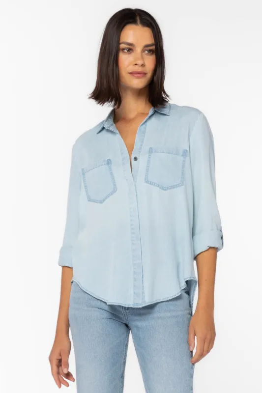 Riley Blue Sanded Shirt sold by Velvet Heart