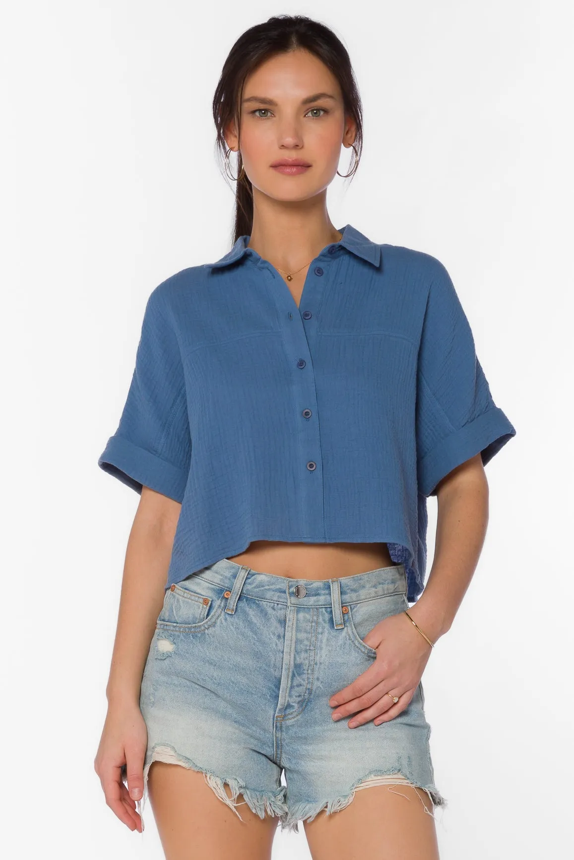 Trista Vintage Blue Shirt sold by Velvet Heart