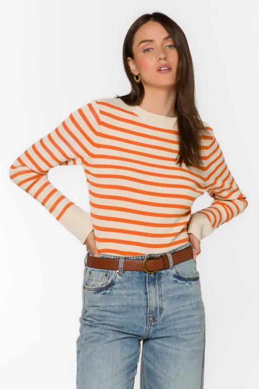 Teresa Off White Copper Stripe Sweater sold by Velvet Heart