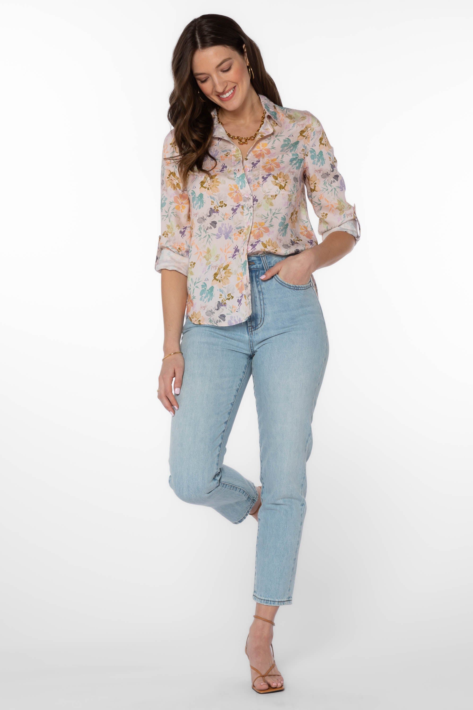 Elisa Pink Floral Shirt sold by Velvet Heart