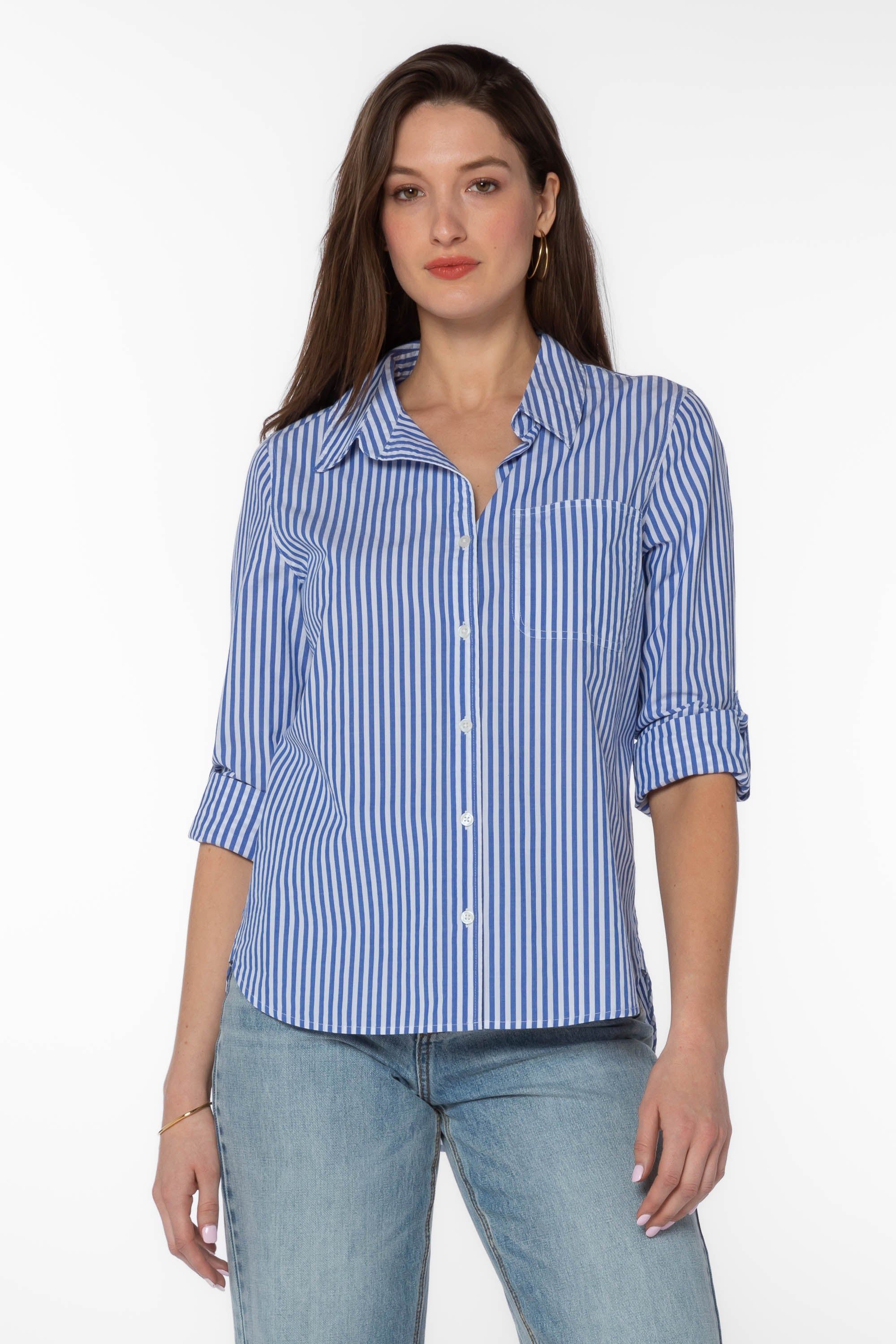 Elisa Blue White Stripe Shirt sold by Velvet Heart product image thumbnail 3