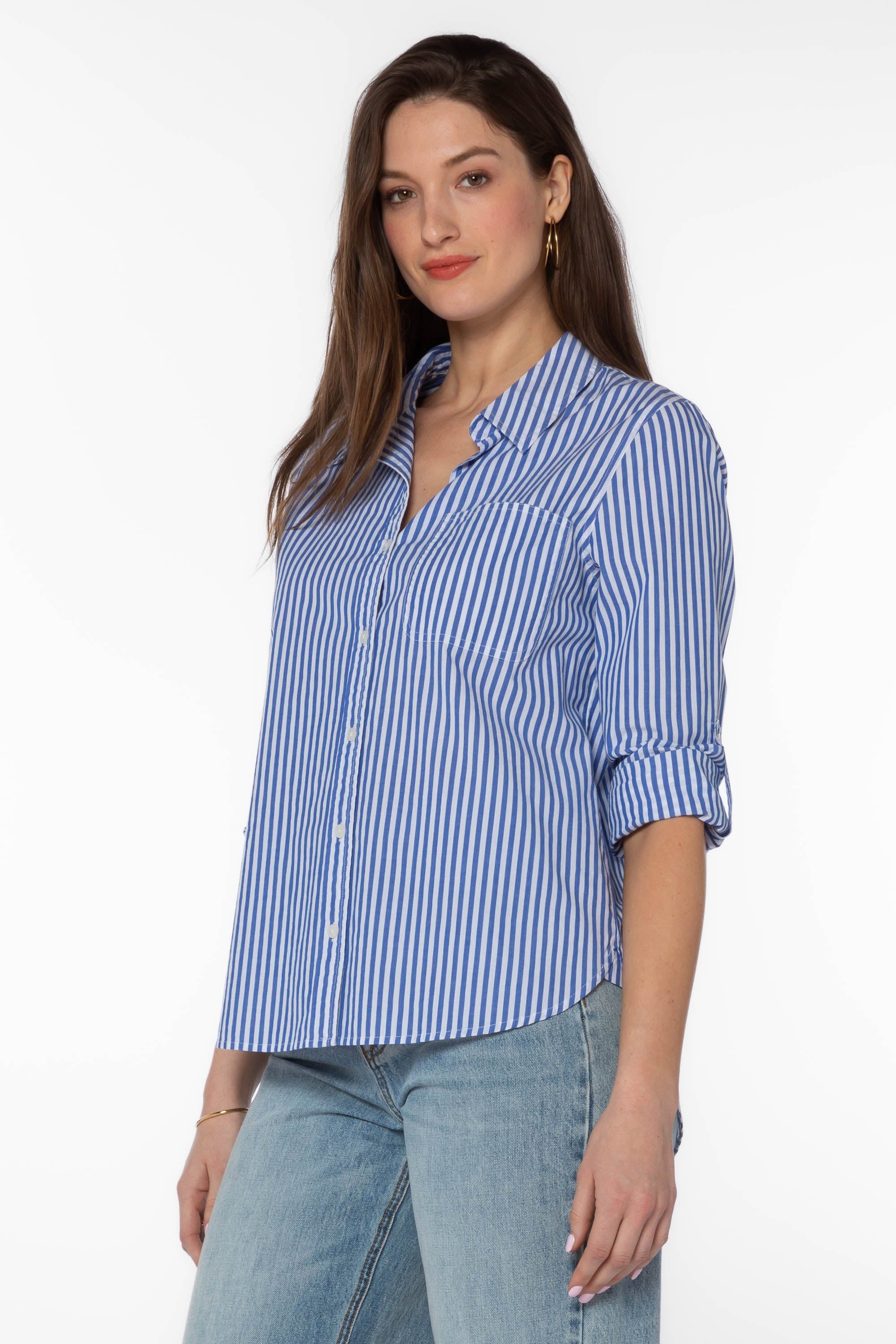 Elisa Blue White Stripe Shirt sold by Velvet Heart product image thumbnail 4