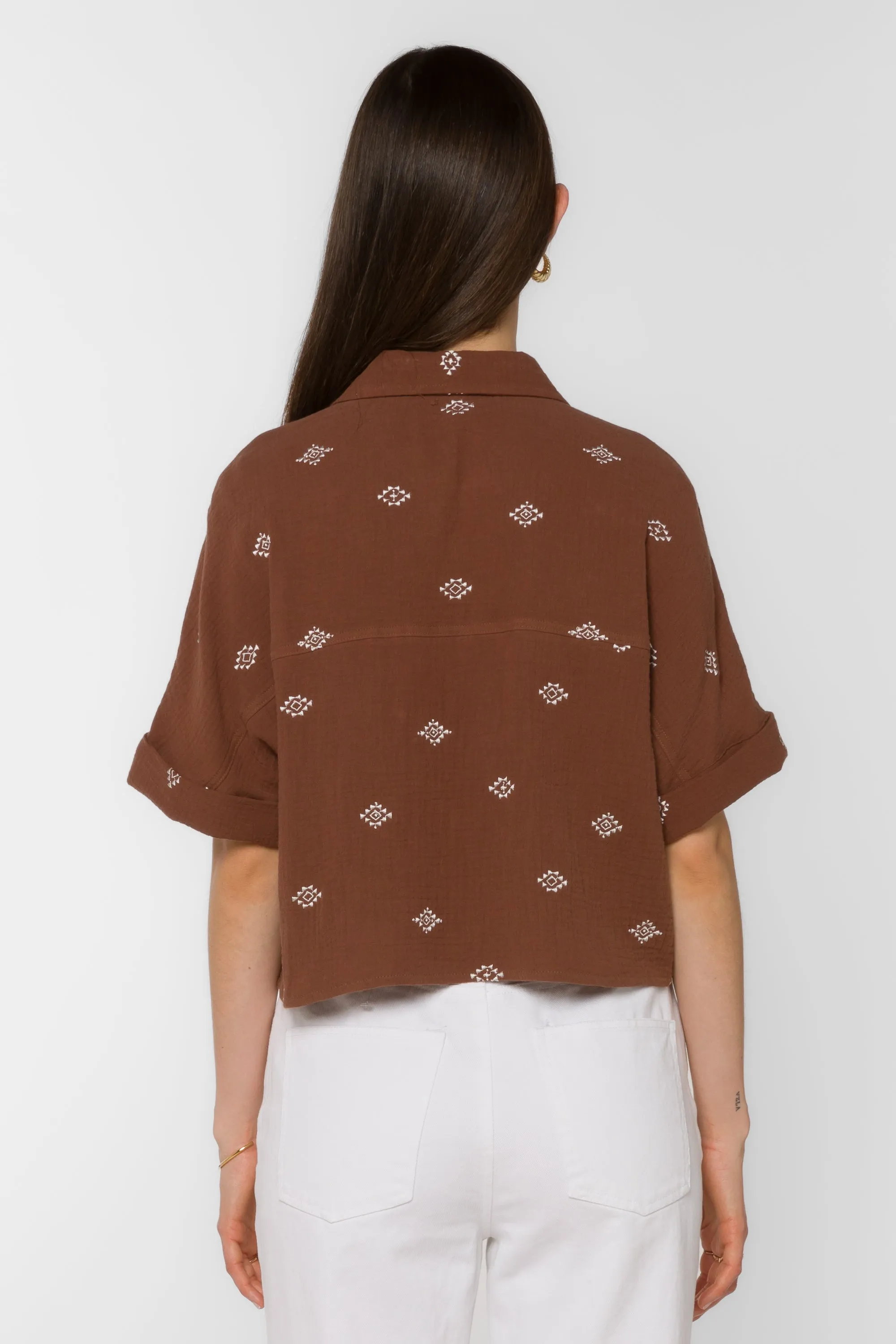 Trista Rustic Brown Embroidery Shirt sold by Velvet Heart product image thumbnail 4
