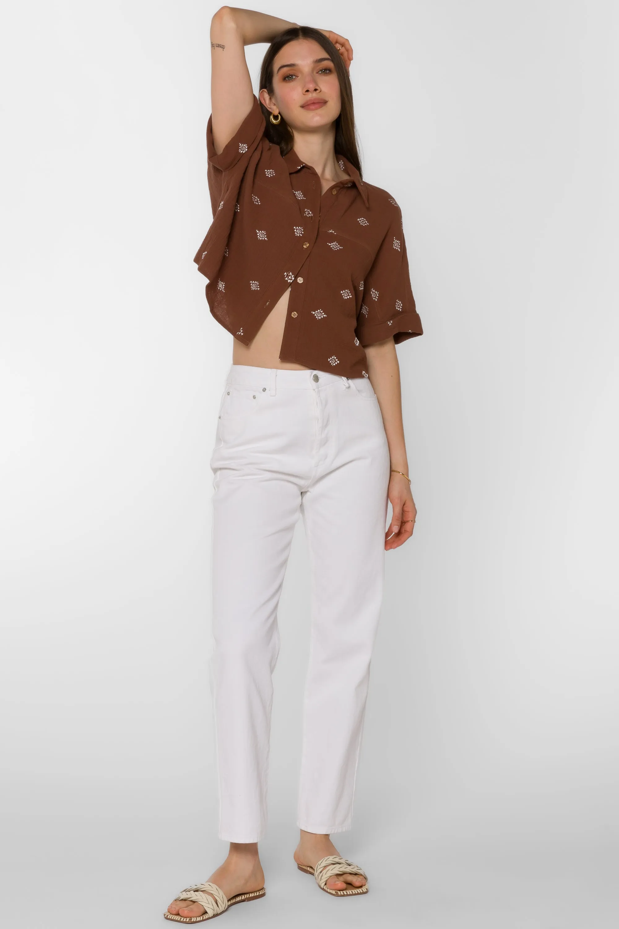 Trista Rustic Brown Embroidery Shirt sold by Velvet Heart product image thumbnail 2