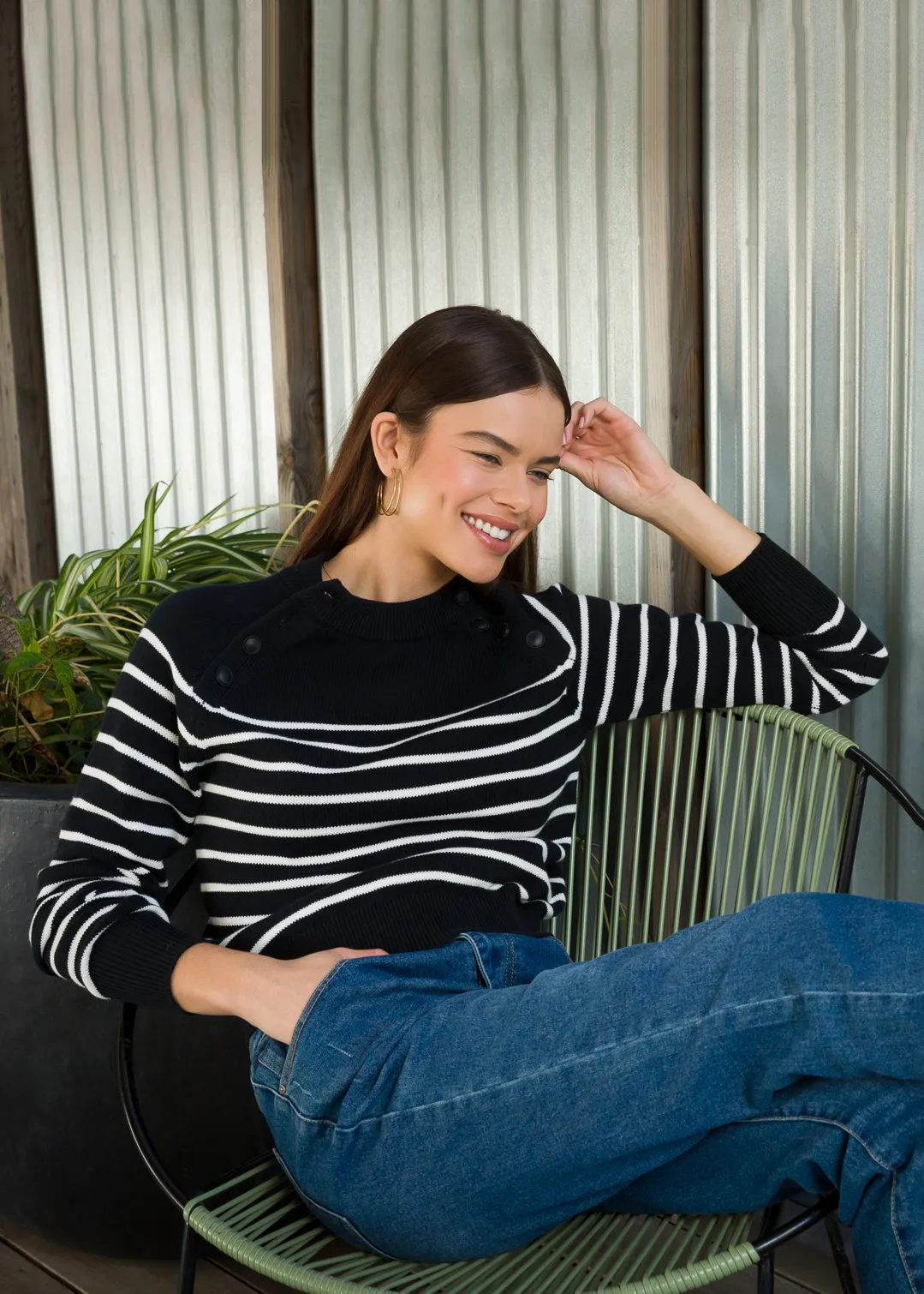 Janette Black White Stripe Sweater sold by Velvet Heart product image thumbnail 2