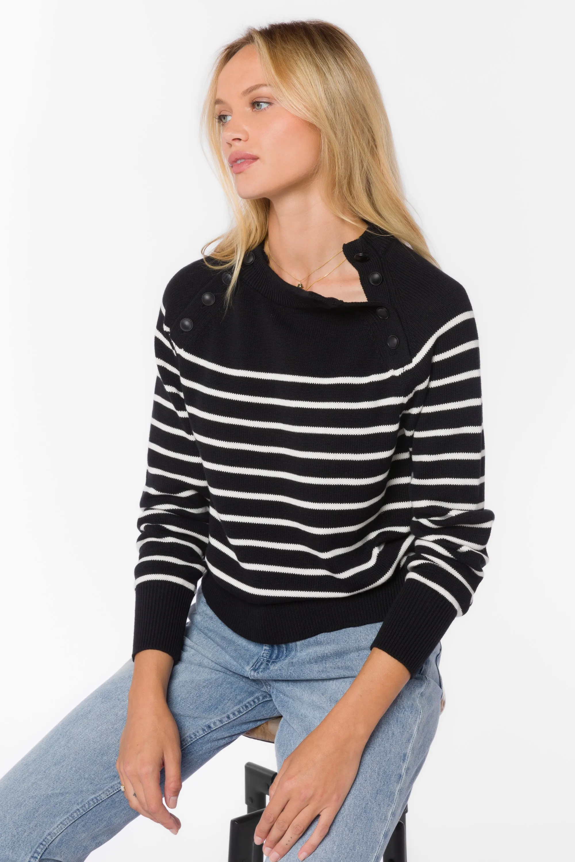 Janette Black White Stripe Sweater sold by Velvet Heart product image thumbnail 3