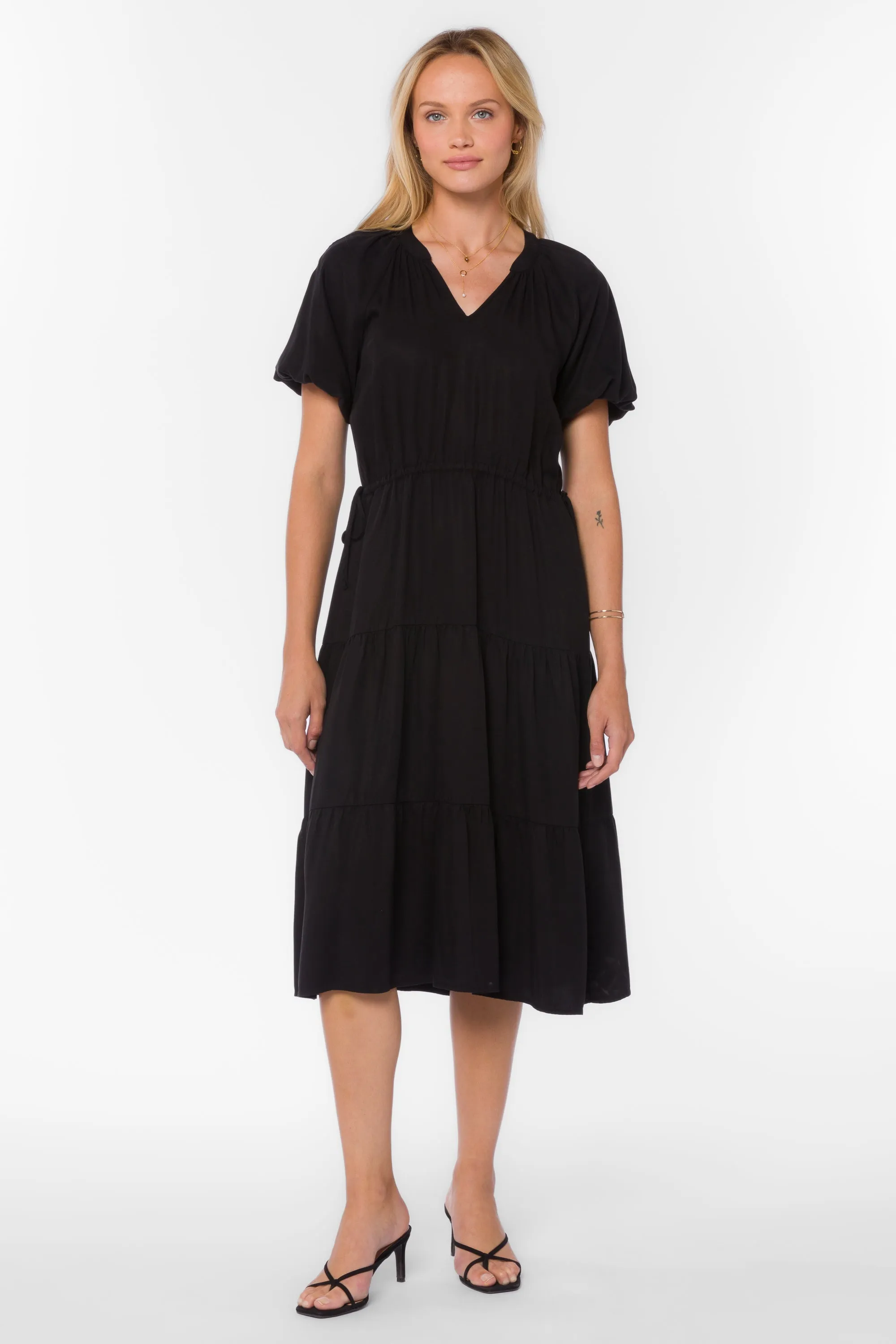 silk black tie wedding guest dress Cassie Dress – Shop Anabelle main image 1