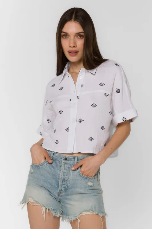 Trista Optic White Embroidery Shirt sold by Velvet Heart