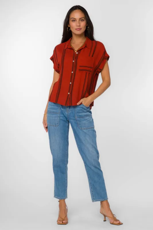 Kirsty Red Stripe Shirt sold by Velvet Heart