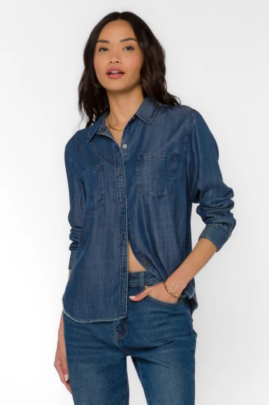 Addyson Daphne Blue Shirt sold by Velvet Heart