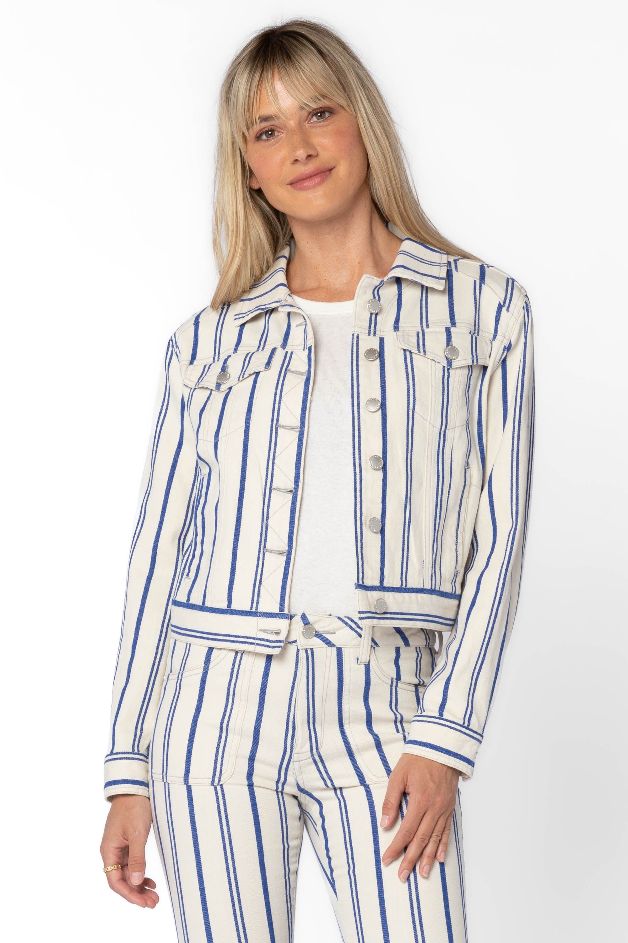 Gloria Blue Stripe Jacket sold by Velvet Heart product image thumbnail 3