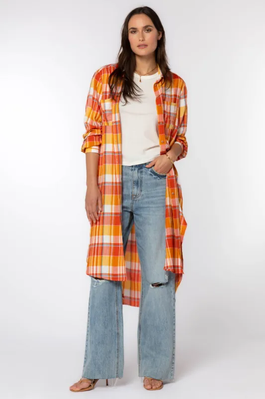 Emerson Orange Plaid Duster sold by Velvet Heart