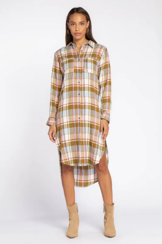 Emerson Olive Plaid Duster sold by Velvet Heart