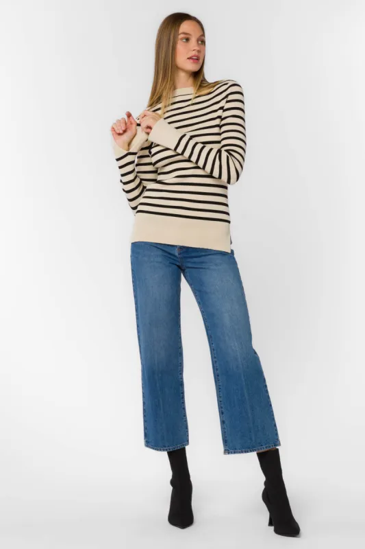 Teresa Black Ivory Stripe Sweater sold by Velvet Heart