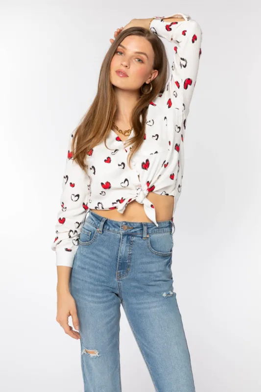 Eleni Red Hearts Shirt sold by Velvet Heart