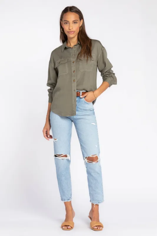 Carmele Olive Shirt sold by Velvet Heart
