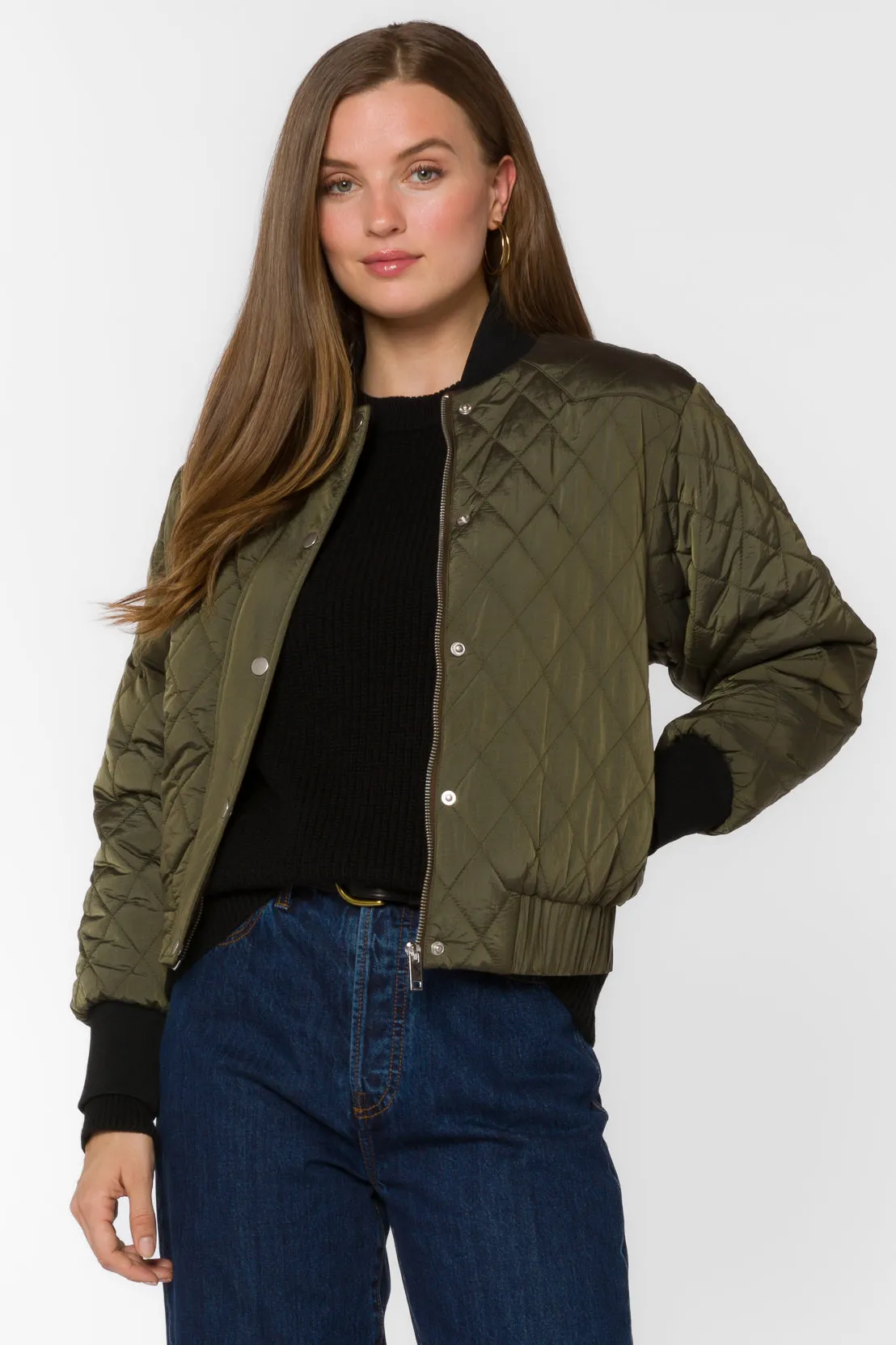 Sakura Army Green Bomber Jacket sold by Velvet Heart