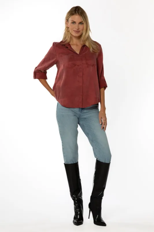 Riley Brick Button-Up Shirt sold by Velvet Heart